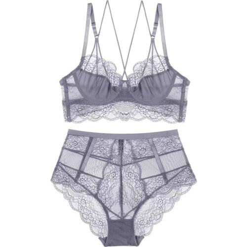 Classic Bandage Pink Bra Set Lingerie Push Up Brassiere Lace Underwear Set Sexy High-Waist Panties for Women Underwear