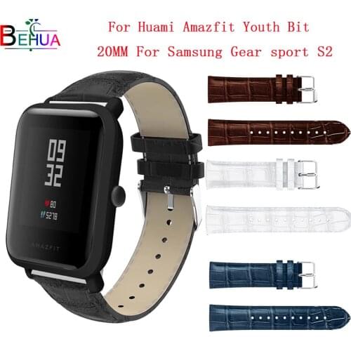 20mm leather strap For Huami Amazfit Youth Bit Replacement fanshion watch band straps For Samsung Gear sport S2 42mm Accessories