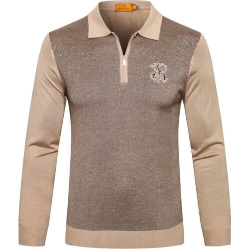 Billionaire Sweater wool mens 2021 New warm Business Embroidery zipper high quality Splicing Elasticity big size M-5XL Lapel