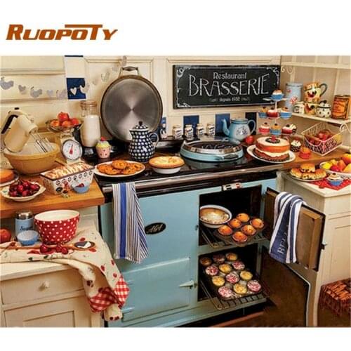 RUOPOTY 60x75cm Framed Painting By Numbers Kit For Adults Modern Home Living Room Decoration Kitchen Landscape Paint Wall Art