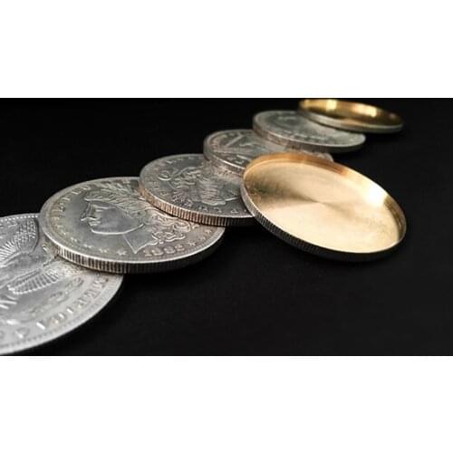 Morgan Dollar Shell and Coin Set (5 Coins + 1 Head Shell + 1 Tail Shell) Magic Tricks Stage Coin Magia Illusions Gimmick Props