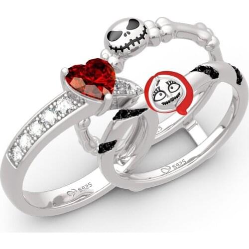 Hip Hop Punk Skull Rings Set for Women Men Vintage Silver Color Cubic Zirconia Pumpkin Head Finger Ring Female Halloween Jewelry