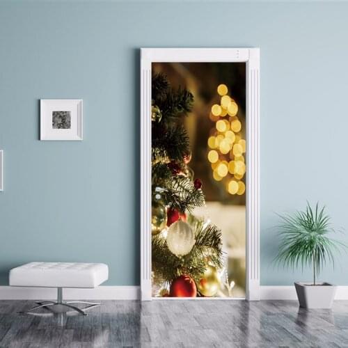 2pcs/set Merry Christmas Wall Stickers Wallpaper Festival Xmas Mural Art Door Party Living Room Shop Decals Home Decoration