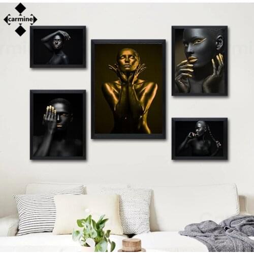 African Woman Wall Art Poster Black and White Canvas Picture Abstract Figure Print Painting Bedroom Decoration Frameless Poster