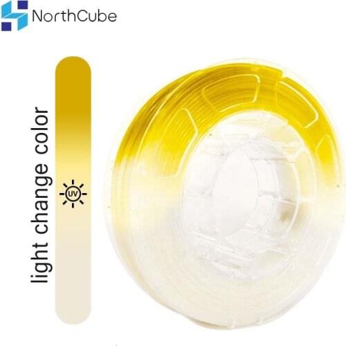 3D Printer Filament, UV Light Change Color Filament, PLA Filament for 3D Printer 1.75mm +/- 0.03 mm, White to Yellow