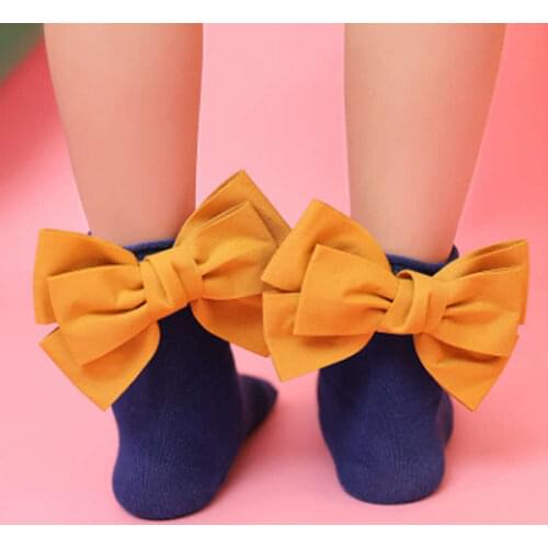 Toddler Girls Socks Double Bow Cotton Children Socks Princess Style Soft Anti Slip Fancy Kids Baby Girls Socks 1-8 Yrs