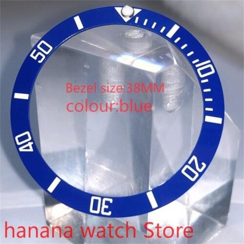 Bligers new high quality 38mm pearl rotating watch bezel blue is suitable for self-winding 40mm mens watch