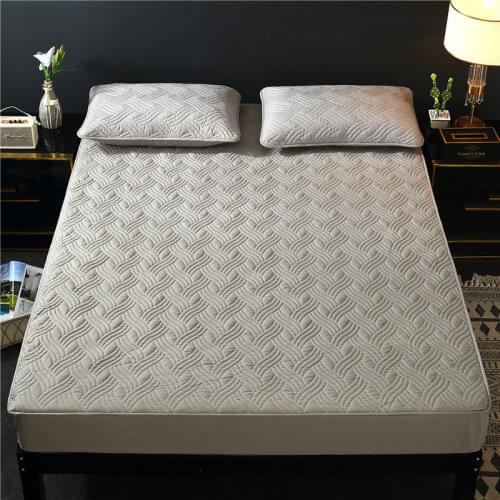 Solid Color Mattress Cover Quilted Embossed Mattress Protector Bed Fitted Sheet Style Cover For Mattress Topper Thick Soft Pad