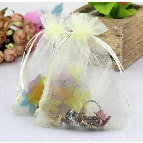 Wholesale 500pcs/lot 15x20cm Beige Organza Bag Christmas Wedding Gift Bag Favor Cosmetics Jewelry Packaging Bags Pouches