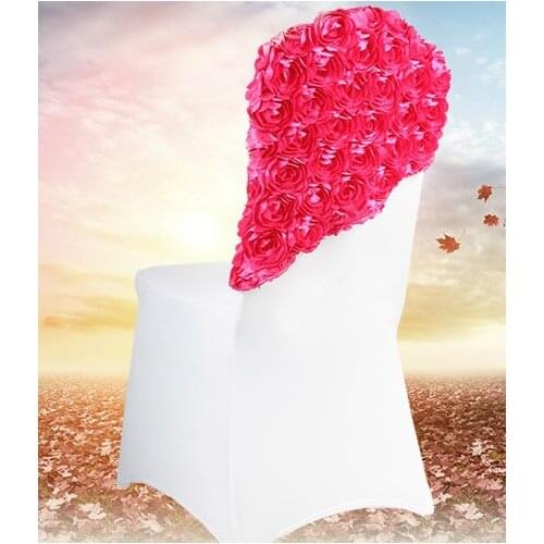 Wholesale Home Chair Red Roses Caps Best Quality Wedding Chair Back Hats Multi-Coloured Hotel Banquet Chair Covers Free Shipping