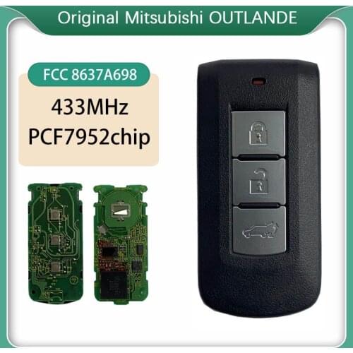 CN011024 Original 3 Button Smart Key For Mitsubishi Outlaner 433MHz Transponder PCF7952 Blade Signature MIT11 Part No 8637A698