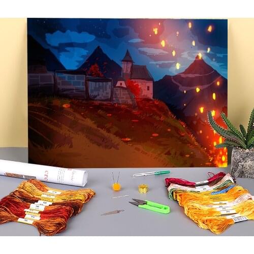 Scenery I Saw The Lights Printed Canvas 11CT Cross Stitch Embroidery Patterns DMC Threads Handicraft Hobby Different