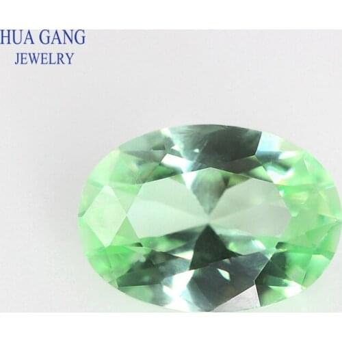 Size 2x3~8x10mm Oval Cut Light Green Stone Synthetic Corundum Gems Stone For jewelry Wholesale Free Shipping