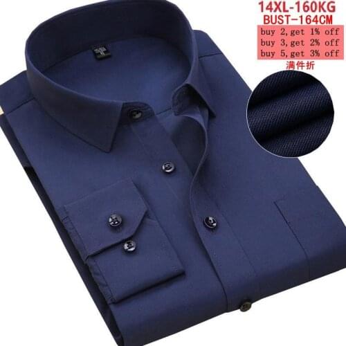 8XL 9XL Mens official professional shirt long-sleeved lapel loose 10XL 11XL 12XL 13XL 14XL business office 11 colors
