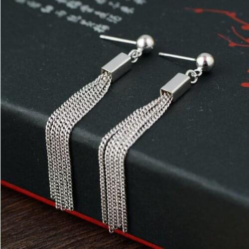 925 Silver Tassel Earrings Pure Silver Good Luck Earrings Lady Charming Earrings