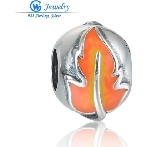 Maple Leaf Charms beads making 925 sterling silver fits for bangle bracelets for women GW Fashion Jewelry D139 H20