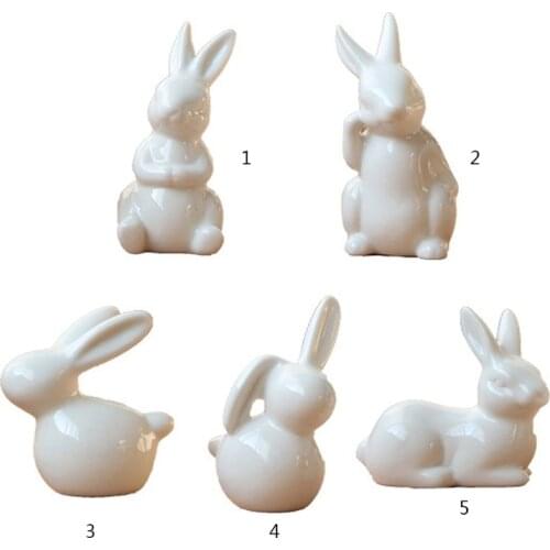 Top Qualisty Pure White Rabbit Ceramic Figurines Home Decoration China Gift Modern Statue Hot Sale