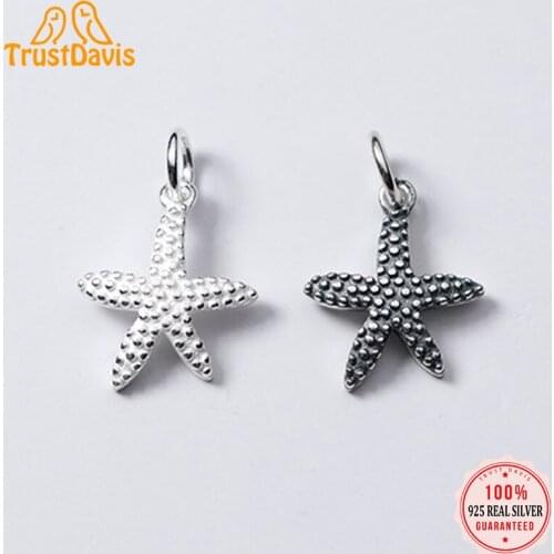 Trustdavis Real 925 Sterling Silver Fashion 2021 Sweet Starfish Charm Pendant Handmade DIY Accessories Jewelry Wholesale DZ274