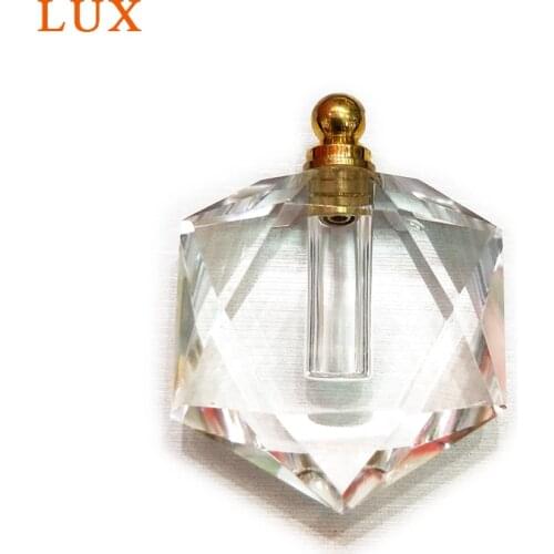 Vintage crystal star perfume bottle natural clear quartz faceted cut pendants Hexagon Essential Oil Diffuser Charm for necklace