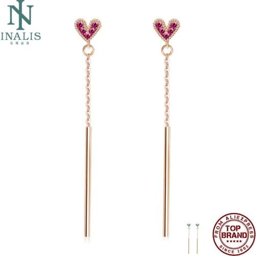 INALIS Drop Earrings For Women Sweet Romantic Heart Pendant Earring With Cubic Zirconia Fashion Jewelry Give Girlfriend Gift