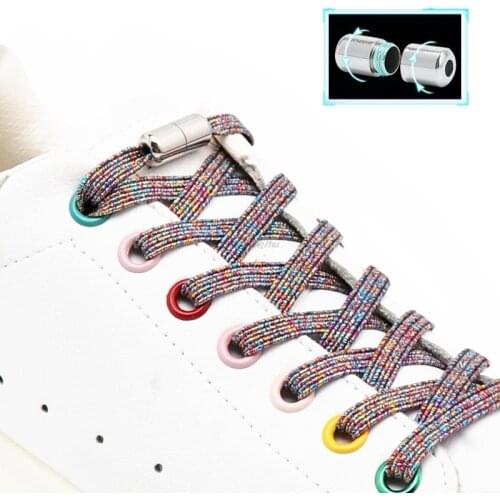Colorful Flat Shoelaces for Sneakers No Tie Shoe laces Elastic Laces without ties Kids Adult Quick lace for Shoes Rubber Bands