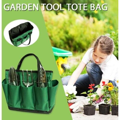 Green Multifunctional Portable Garden Kit Garden Storage Bag With Inside And Outside Pockets Tote Bag Garden Supplies