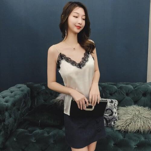 Women Silk Shirt 100%Real Silk Satin Jaquard Sleeveless Double V necks Tank Tops