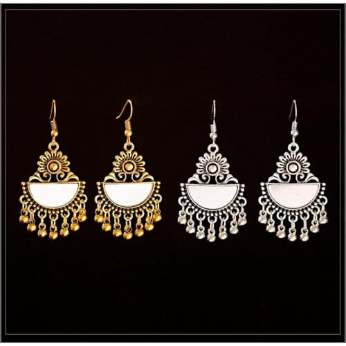 2020 Ethnic Vintage Boho Egypt Earrings For Women Semicircle Mirror Middle East Afghan Indian Jewelry