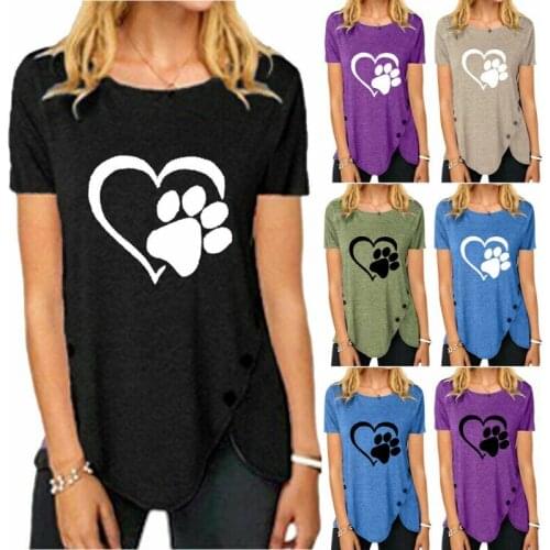 Women Crew Neck Short Sleeve T-Shirt Casual Blouse Floral Basic Top Summer