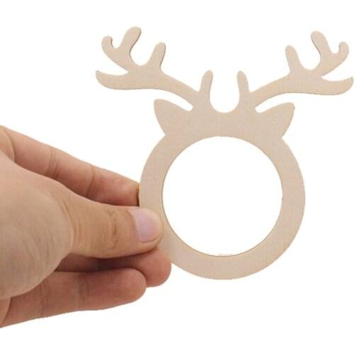 10PCS DIY Home Party Decoration Paper Towel Ring Wooden Crafts Creative Easter Wood Chip Napkin Ring Table Supplies