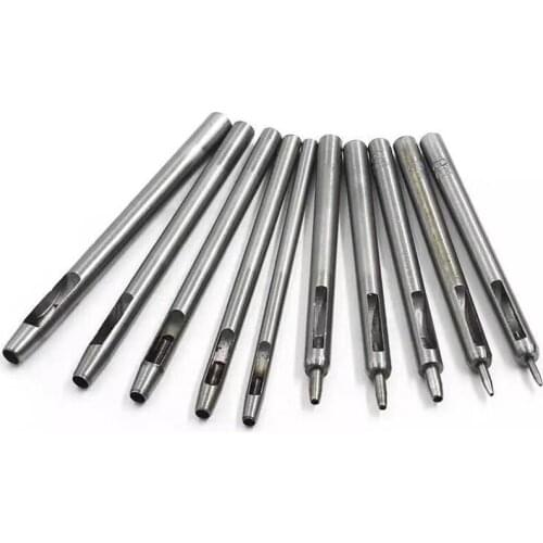 10Pcs/set DIY Handmade Round Leather Punch High Carbon Steel Leather Hole Punching Belt Puncher Household Sewing Tools 0.5mm-5mm