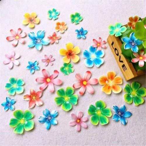 100pcs Butterfly Flowers Edible Glutinous Rice Paper Cake Cupcake Toppers Cake Baking Decoration Birthday Wedding Cake Tool