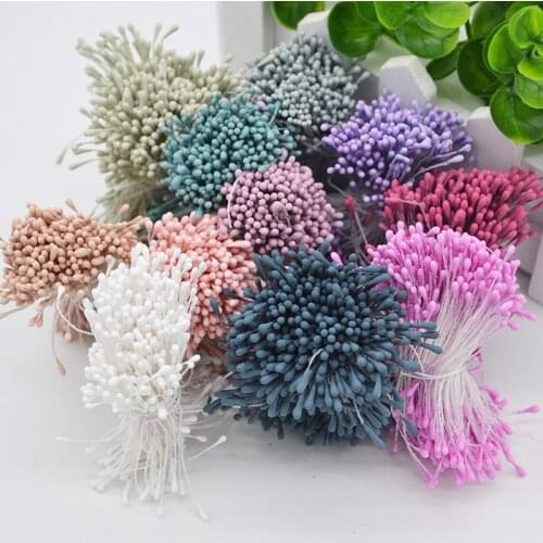 400pcs 1.5mm Mini Double Heads Stamen Handmade Artificial Flowers Pistil for Wedding Party Home Decoration DIY Scrapbook Craft