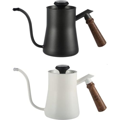 650ml Coffee Maker Hand Coffee Pot Kettle With Cover Household Mini Stainless Steel Drip Type With Thermometer Coffeeware Tools