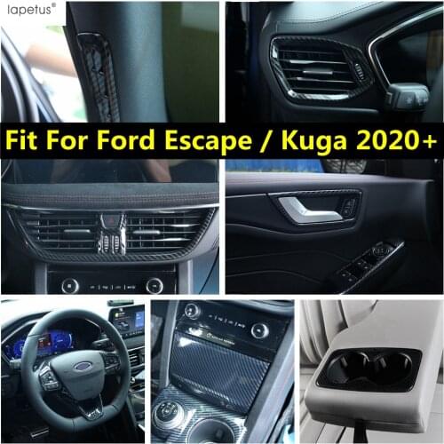 Lapetus ABS Interior Kit For Ford Escape / Kuga 2020 2021 Rear Seat Water Cup Holder / Inner Door Handle Bowl Frame Cover Trim