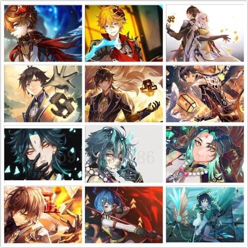 5D DIY Diamond Painting Anime Genshin Impact Series Diamond Mosaic Embroidery Cartoon Girl Boys Cross Stitch Set Home Decor Gift