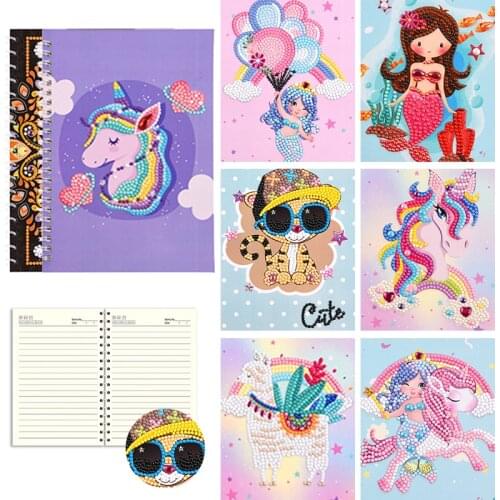 60 Pages 5D DIY Diamond Painting Notebook Animal Special Shaped Rhinestone Mosaic Embroidery Drawstring Diary Book Stationery