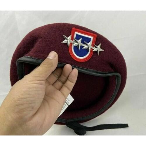 Us Army 82nd Airborne Division Wool Red Beret Officer 4 Star General Rank Hat Military Store