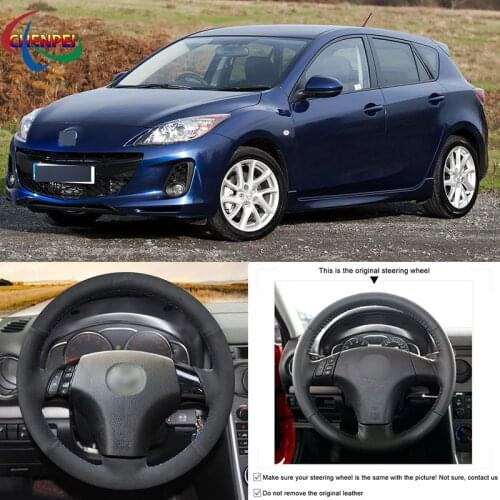 DIY Hand-stitched Non-Slip Steering Wheel Cover For Mazda 3 04-09 Mazda 5 04-10 Mazda 6 Mazda MPV Car Interior Decoration