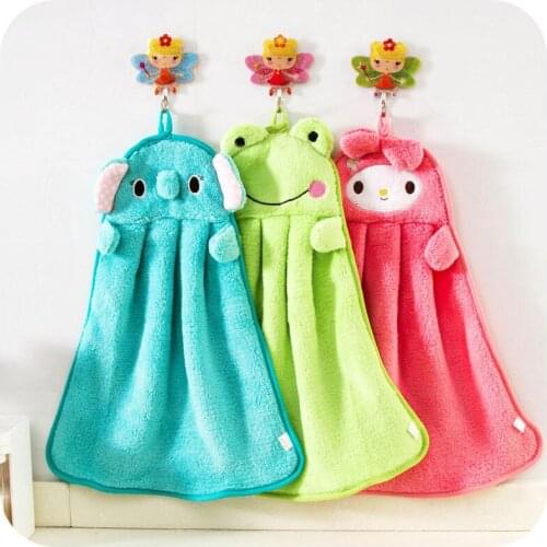 Baby Nursery Hand Towel baby bath towels Toddler Soft Plush Cartoon Animal Wipe Hanging Bathing Towel For Children Bathroom