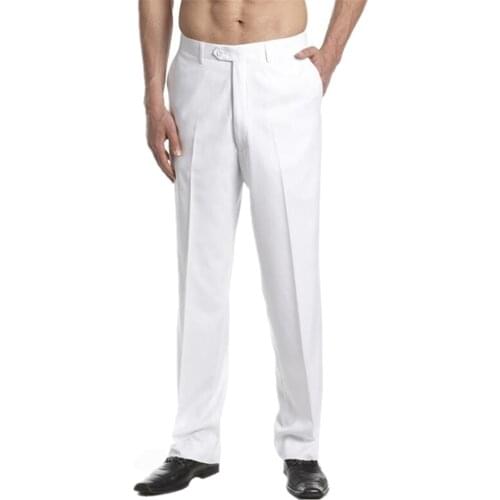 Elegant White Straight Men Pants trousers Male Slim Fit Business Suit Pants/Male High-end Leisure Thin Leg pants Fashionable
