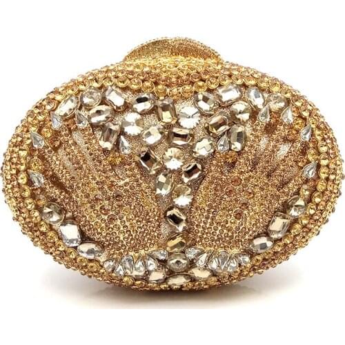 Elegant women evening party good quality handbag diamonds luxury clutches shape crystal purses Bridal wedding party purses