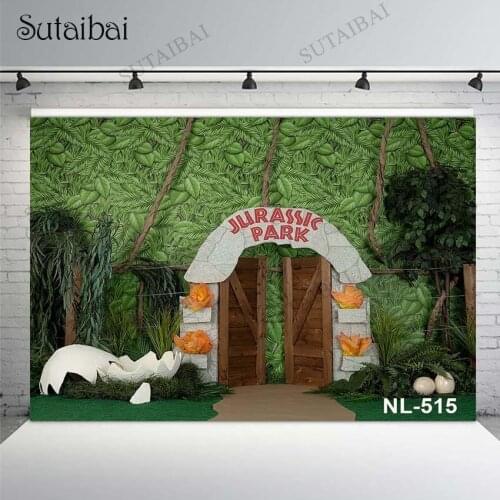 Jurassic Park Backdrop Photography Jungle Safari Gate Dinosaur Birthday Party Photo Backdrop Baby Child Photo Studio Background