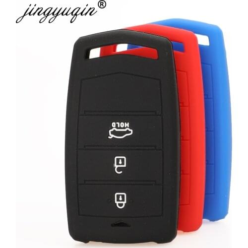 Jingyuqin New 3 Buttons Silicone Car Key Case For Hyundai Genesis Smart Key Cover Protection Holder Car Style