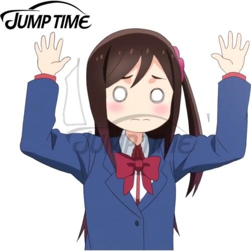 JumpTime 13 x 12.2 cm Anime Bocchi Hands Up Personality Creative Car Stickers Vinyl Material Decal Car Accessories Decoration