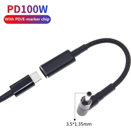 100W USB Type C PD Fast Charging Cable Cord USB C Female to 3.5*1.35mm Male Plug Adapter Converter for Jumper Ezbook Laptop PC