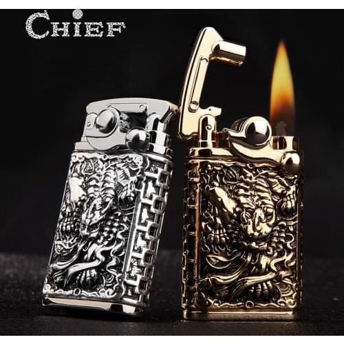 CHIEF Emboss Technology Chinese Style Kerosene Oil Lighter For Cigarette Smoking Without Gift Box