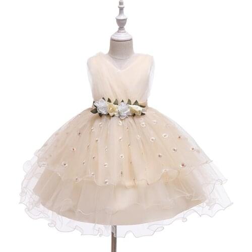 Childrens Dresses 2020 New Girls Printing Beaded Princess Dresses Little Girls Bowknot Dress Student Catwalk Dresses 3-10 Years