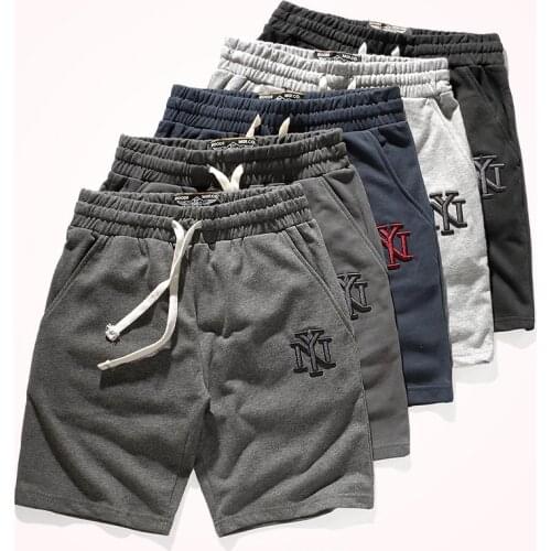 2021 Summer Short Swaetpants Mens Fitness Running Casual Shorts Elastic Waist Drawstring Pure Cotton Sports Five-point Pants