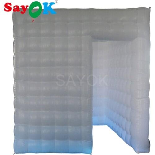 PVC Coating Inflatable Photo Booth Backdrops 8.2x8.2x8.2 feet with 17-Color LED Light for Wedding Party